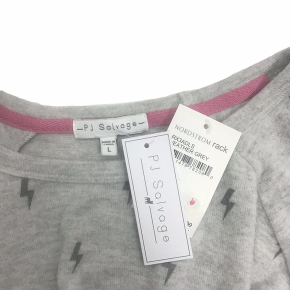 PJ Salvage Gray Lightning Crew Neck Sweatshirt Top Tee Lightweight Sleepwear L - Picture 5 of 5